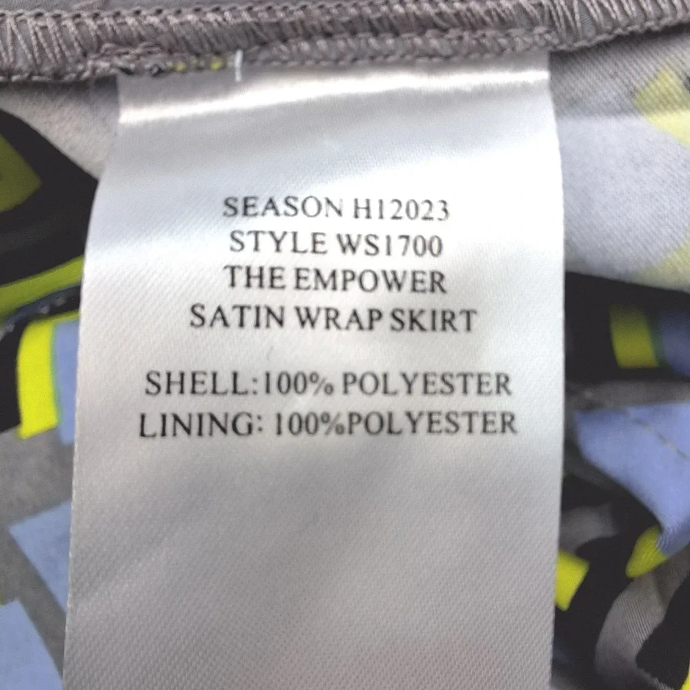 Wildfang‎ Empower Satin Wrap Skirt Womens XL Cubic Geometric Chevron Modern NWT